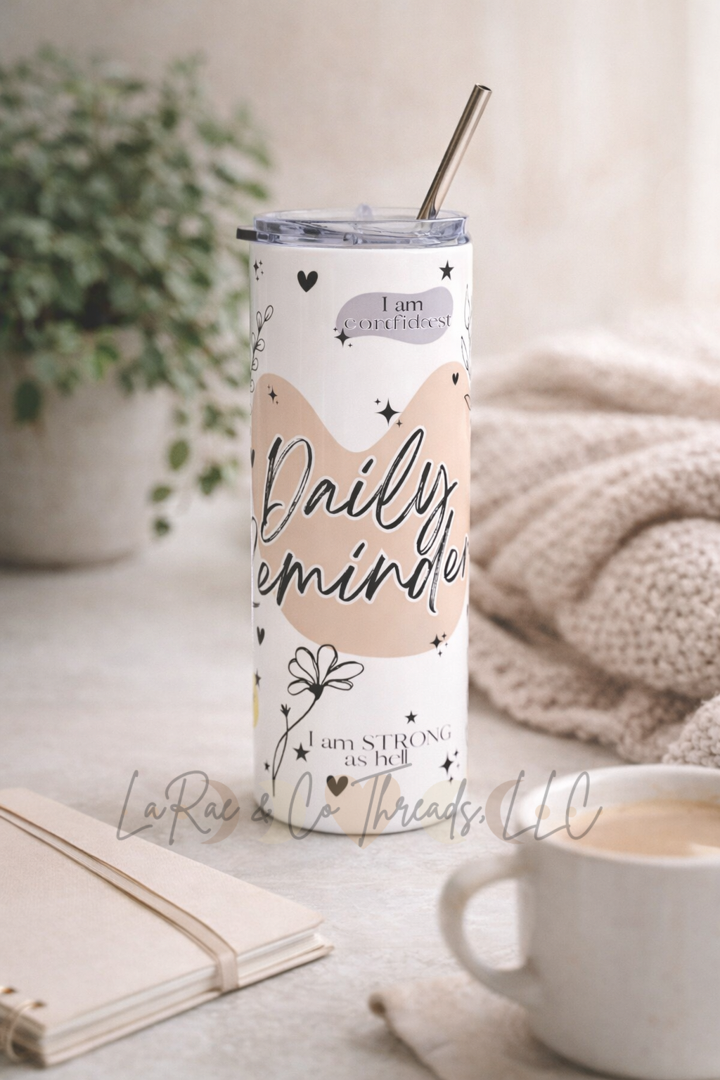 Daily Affirmation Tumbler, Positive Mindset Cup, 20oz Self Love Gift for Women, Mental Health Reminder Stainless Steel Tumbler — Daily Reminder Motivational Travel Cup