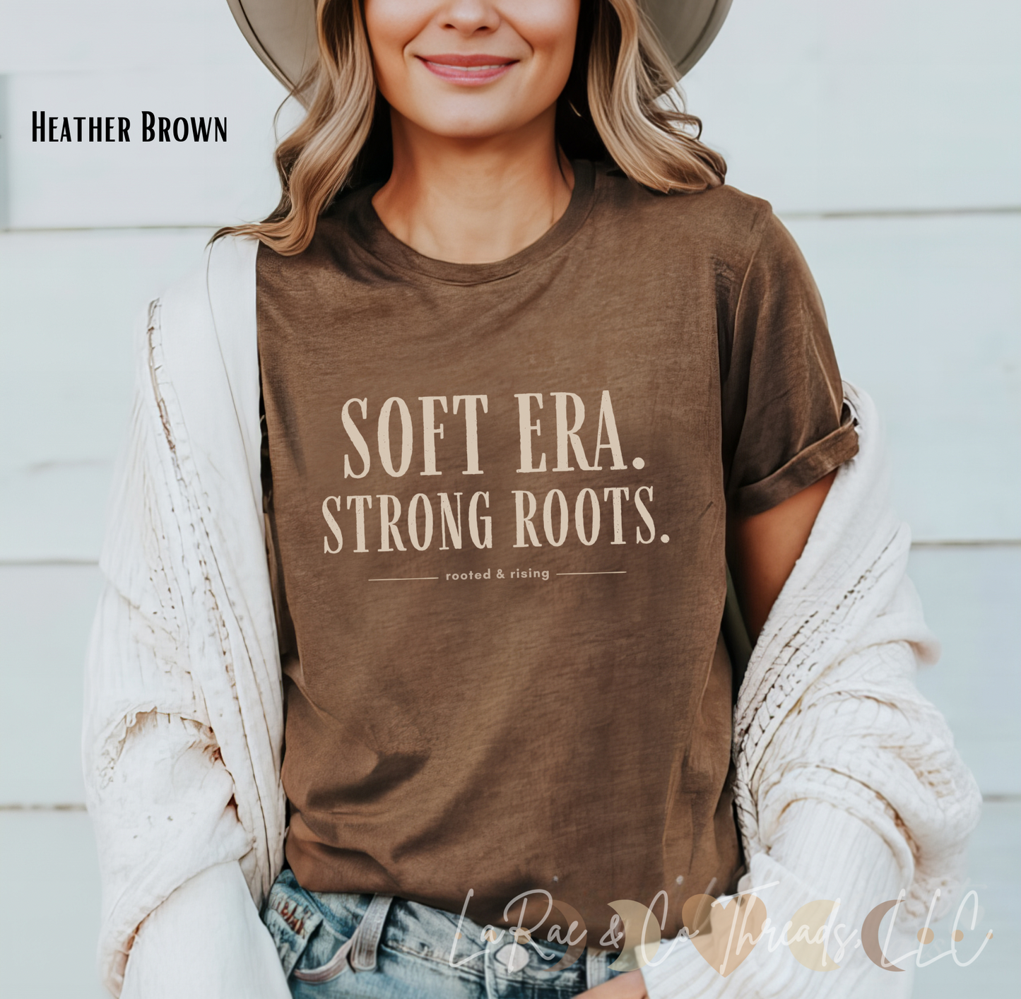 Soft Era Strong Roots T-Shirt — Inspirational Midlife Graphic Tee, Rooted & Rising Shirt, Midlife Mood Tee