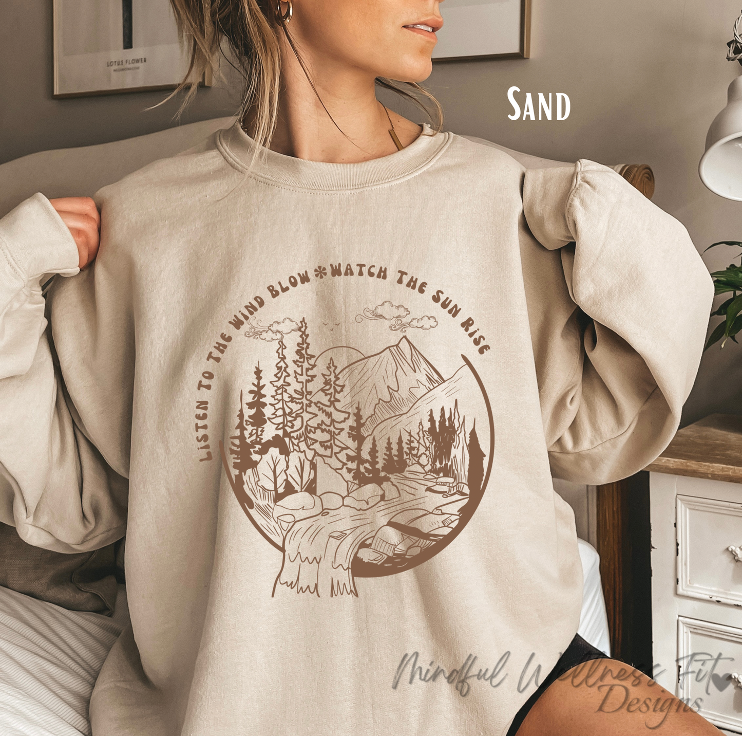 Listen To The Wind Blow Watch The Sun Rise Sweatshirt, Stevie Crewneck, Sunset Nature Lover Sweatshirt, Music Lover Crew, Musician Gift