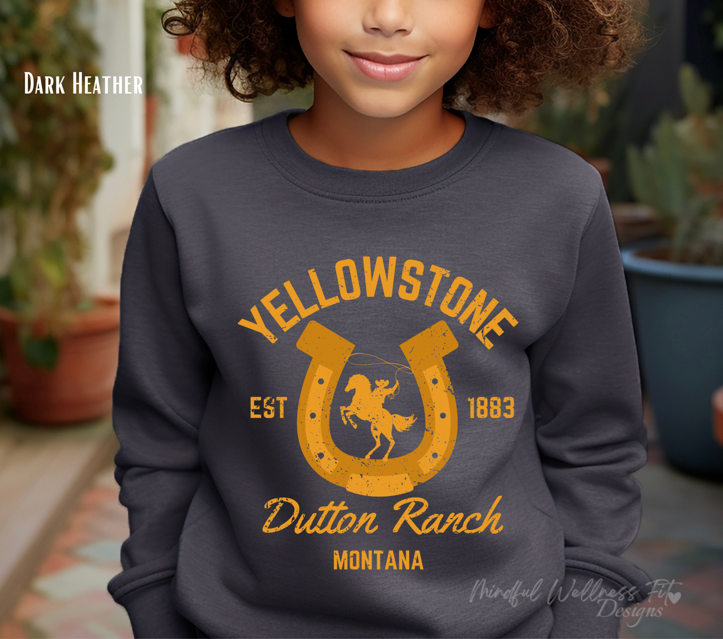 Yellowstone Dutton Ranch Youth Sweatshirt, Montana Country, Yellowstone Montana Kid Sweatshirt, Yellowstone Cowboy Kid Crewneck, Horse Crew