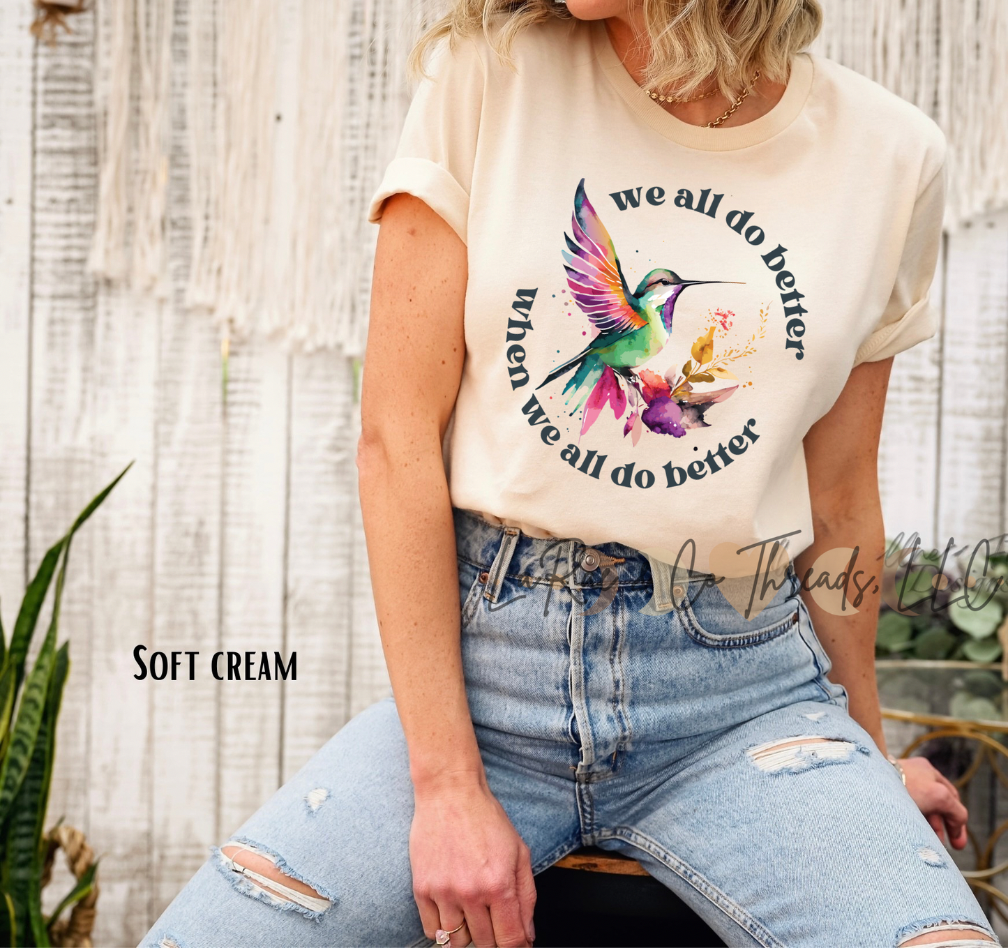 We All Do Better When We All Do Better Shirt, Hummingbird Motivational Tee, T-Shirt Gift for Nature Lovers, Inspirational Bird Tee, Casual Everyday Wear