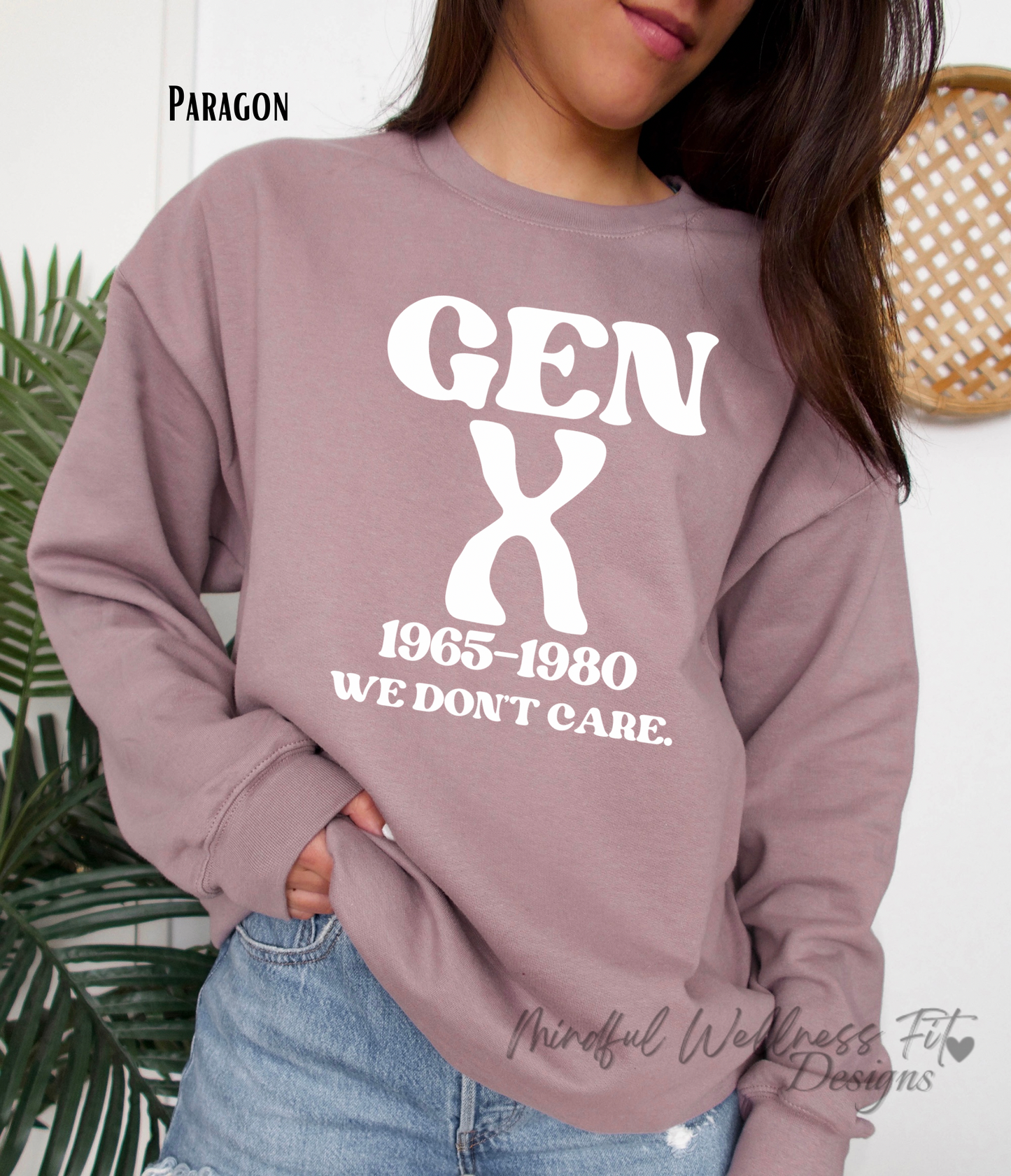 Gen X 1965-1980 We Don't Care, Vintage Vibes, Midweight Fleece Nostalgic Crewneck, Retro Gen X Sweatshirt, Generation X Funny 90s Sweatshirt