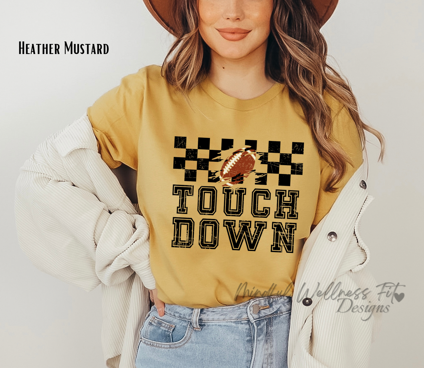 Touchdown Retro Football Shirt, Sports Fan Gift, Checkered Background Shirt, Football Lover Shirt, Game Day Apparel, High School Football