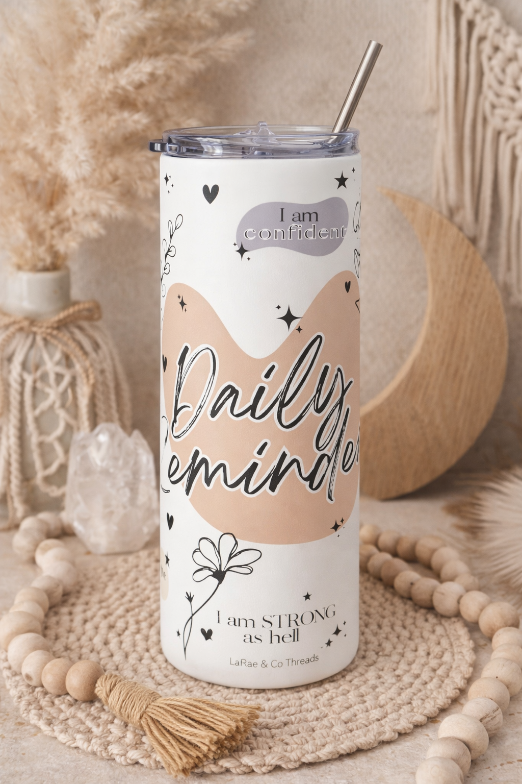 Daily Affirmation Tumbler, Positive Mindset Cup, 20oz Self Love Gift for Women, Mental Health Reminder Stainless Steel Tumbler — Daily Reminder Motivational Travel Cup