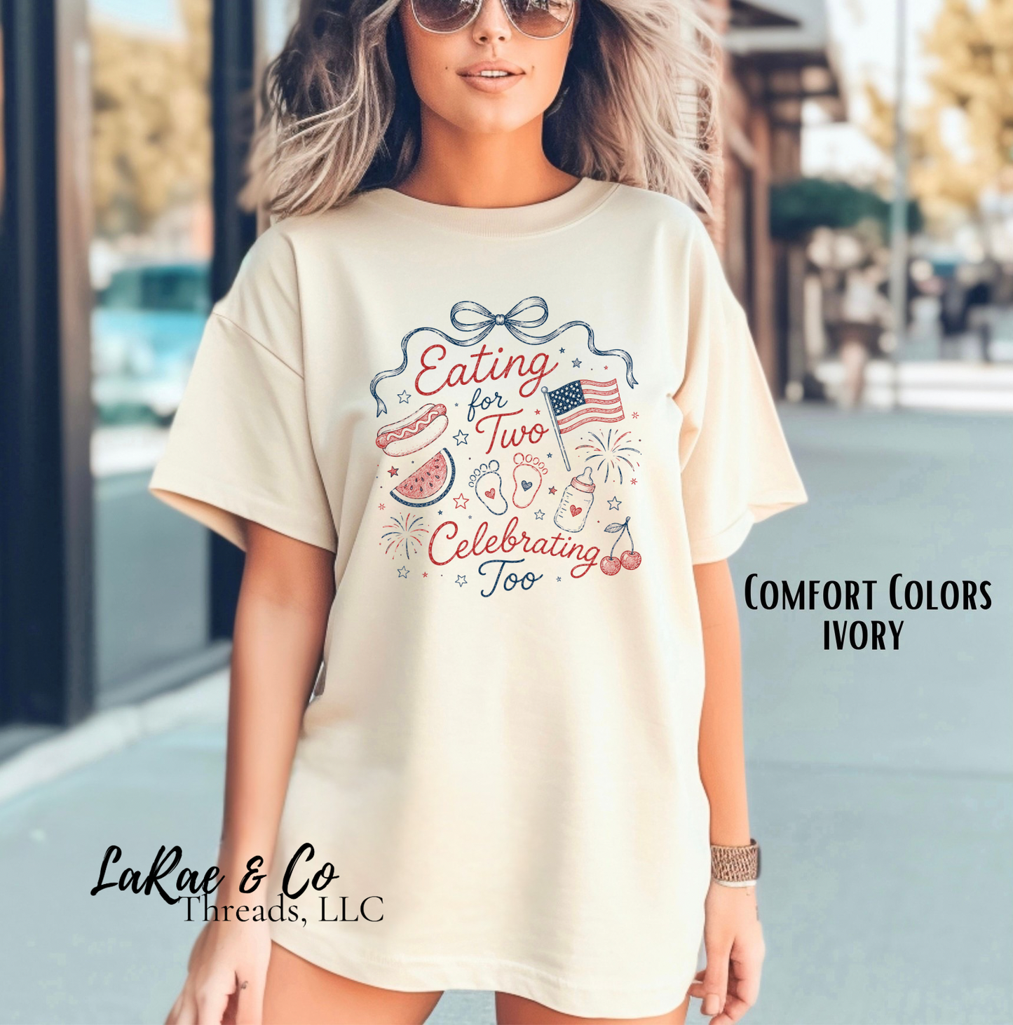 Eating for Two, Celebrating Too, Fourth of July Cook Out Pregnancy Shirt, Patriotic Mom to Be Tee, Patriotic Announcement Shirt, 4th of July Baby Reveal Tee