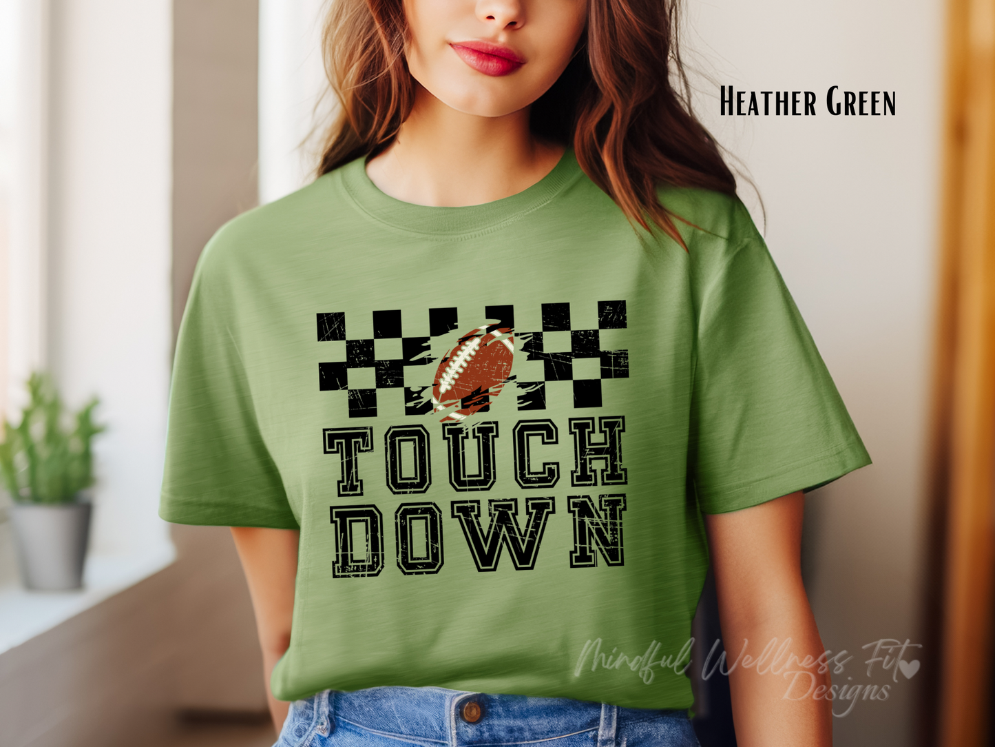 Touchdown Retro Football Shirt, Sports Fan Gift, Checkered Background Shirt, Football Lover Shirt, Game Day Apparel, High School Football