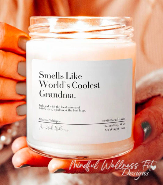 Smells Like World's Coolest Grandma Soy Candle, Best Grandmother 9oz Funny Candle, Mother's Day Gift, Gift for Granny, Best Nana Candle