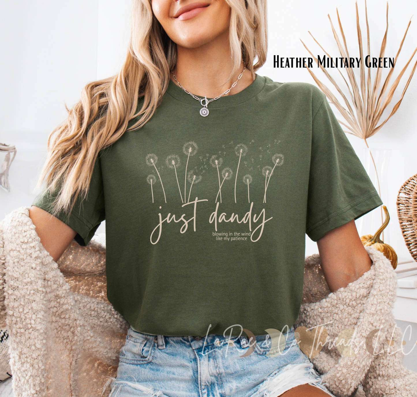 Just Dandy Shirt, Funny Dandelion Graphic Tee for Women, Midlife Mood Shirt, Witty Women's Spring Tee