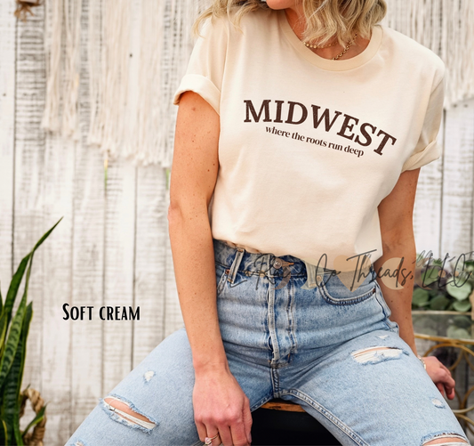 Midwest Tee — 'Where the Roads Run Deep' Vintage Travel Shirt, Small Town Pride Shirt