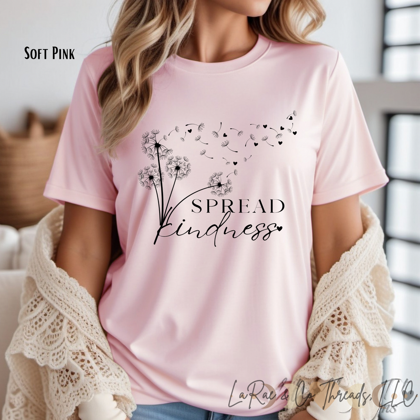 Spread Kindness Dandelion T‑Shirt — Inspirational Kindness Tee, Positive Message Shirt for Women
