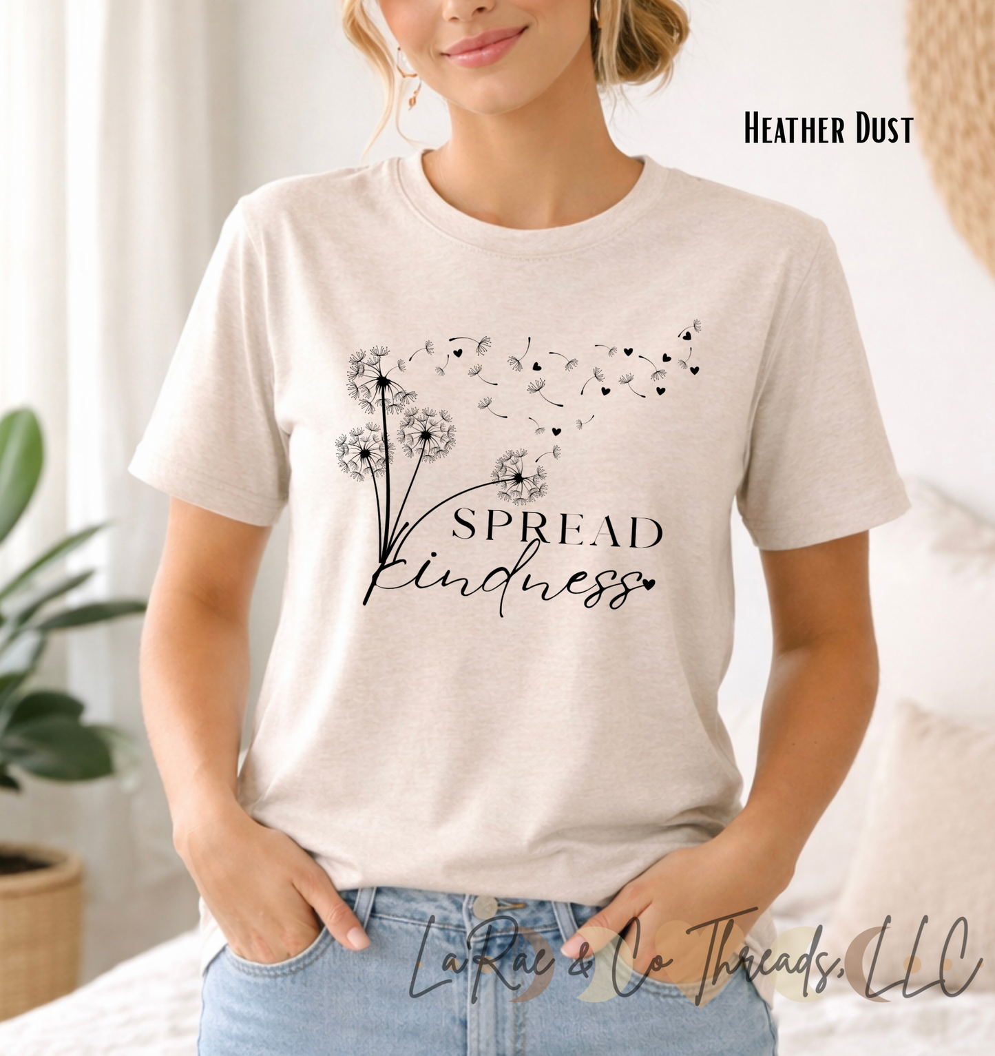 Spread Kindness Dandelion T‑Shirt — Inspirational Kindness Tee, Positive Message Shirt for Women