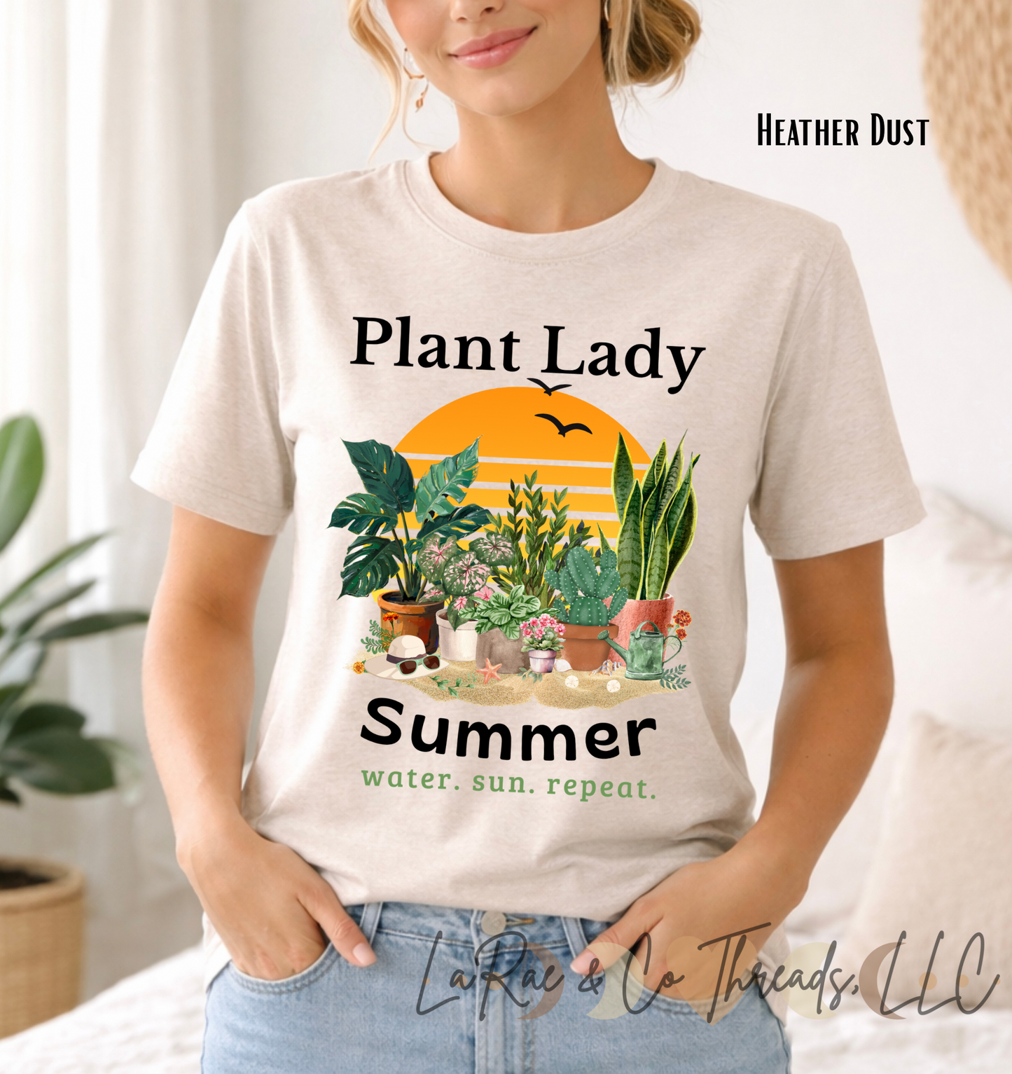 Plant Lady Summer Shirt – Retro Plant Lover Tee, Houseplant Mom Shirt, Gardening Lover, Water Sun Repeat, Botanical Graphic T-Shirt