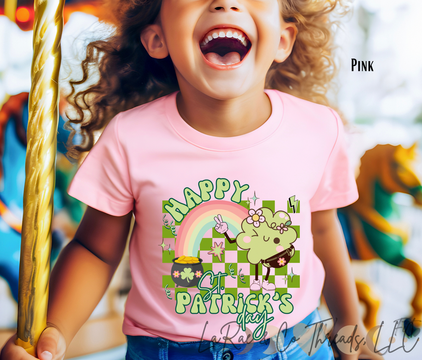 Kids Happy St. Patrick's Day Shirt, Kids Retro Lucky Shamrock Shirt, Vintage St. Patty's Day Youth Tee, Bougie Shamrock Kids Shirt, Youth Rainbow Pot of Gold Shirt