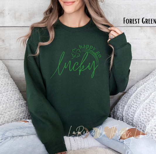 Happy Go Lucky Sweatshirt, Happy St. Patrick's Day Crewneck, St. Patty's Sweatshirt, Lucky Crew, Luck of the Irish, Simple Rainbow Crewneck, Gift for Her