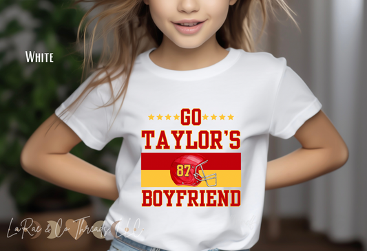 Kids Go Taylor's Boyfriend Tee, Swift & Kelce 87 Shirt, Youth Swiftie Football Shirt, Kids Chiefs Swiftie Shirt, Swiftie for Life,