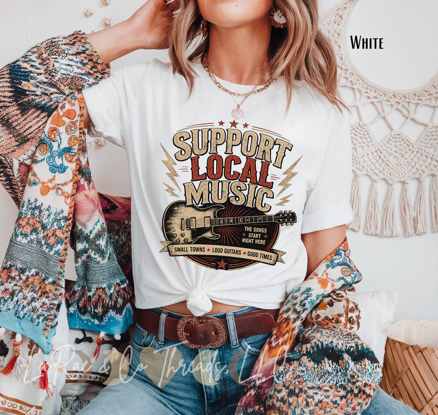 Support Local Music Shirt – Vintage Guitar Concert Tee, Small Town Loud Guitar Good Times Shirt, Support Live Music Shirt, Music Lover Tee
